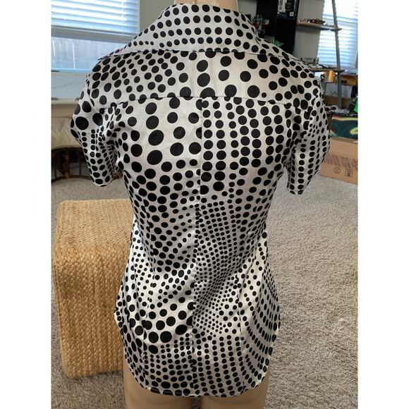 BCX Polka dot button down blouse sz S - Picture 4 of 7